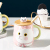 Hot Selling Cartoon Big Face Cat Ceramic Cup with Cover Spoon Mug