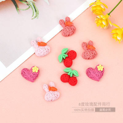 New Korean Style Children's Hair Clips Hair Accessories Imitation Wool Cherry Cartoon Love Heart-Shaped Hairpin Girls Children Headwear Accessories