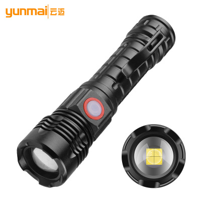 Cross-Border New Xhp50 Lightweight Compact with Pen Holder Zoom Power Torch Outdoor Portable Rechargeable Flashlight