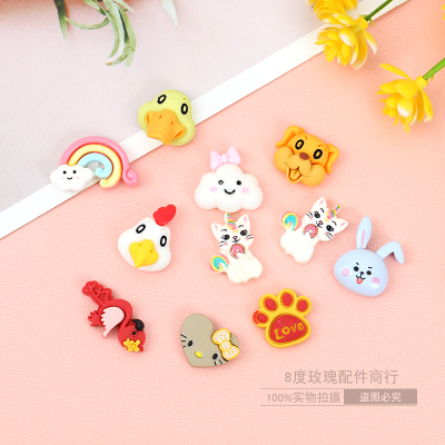 Creative Ornament Cartoon Animal Fruit Resin Accessories Dog DIY Phone Shell Stickers Children's Hair Accessories