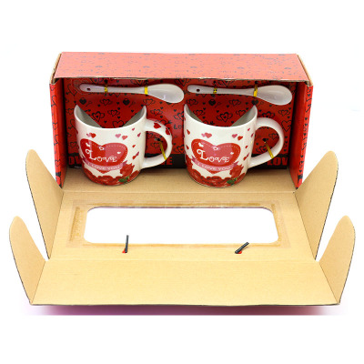 Custom wholesale 2pcs Valentine's Day Mug set Ceramic Decal 