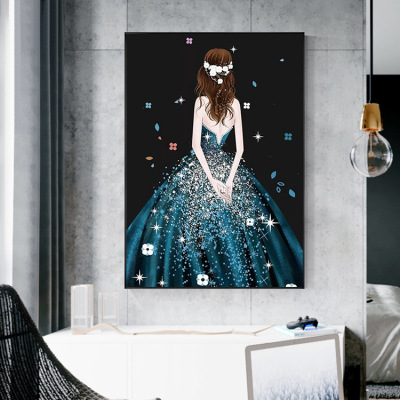 Cross-Border New Arrival 5D Diamond Painting Full Diamond Wedding Dress Girl Decorative Painting Bedroom Wedding Character Series Wall Painting