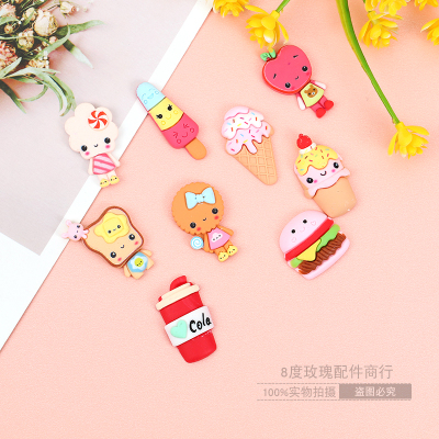 PVC Soft Glue Ice Cream Cartoon Patch Accessories Epoxy Phone Case Accessories Handmade DIY Barrettes Hair Ring Accessories