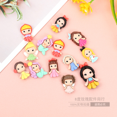 Cartoon Princess Barrettes Resin Jewelry DIY Accessories Wholesale