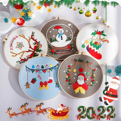 Original DIY Handmade Embroidery Material Package Merry Christmas Santa Claus Gift Self-Embroidery Set Cross-Border English