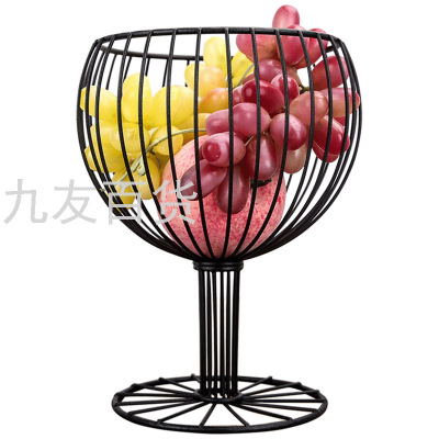 Wine Glass Black Metal Fruit Basket Snacks Sundries Storage Basket Storage Basket Storage Basket