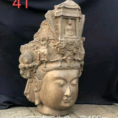 Xiong'an Antique Stone Carving Buddha Head Garden Building Decoration Stone Carving Stone Table Stool Buddha Statue Manhole Lamp Holder Stone Horse