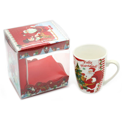 Santa Claus design red glazed printed Cup Christmas Coffee C