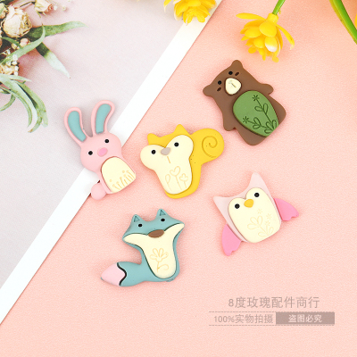 Cartoon Owl Bear Squirrel Small Animal Resin Accessories Creative DIY Hair Accessories Barrettes Hair Ring Decoration Accessories