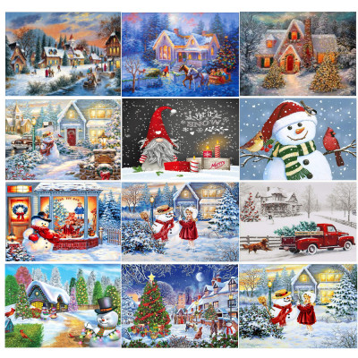 Foreign Trade New Diamond Painting 5D Christmas Full Diamond Brick Painting DIY Handmade Sticker Diamond Embroidery Living Room Decoration Hanging Painting