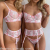 Pink Petal Embroidery Cute Lace Sexy Bra Sexy Lingerie Set