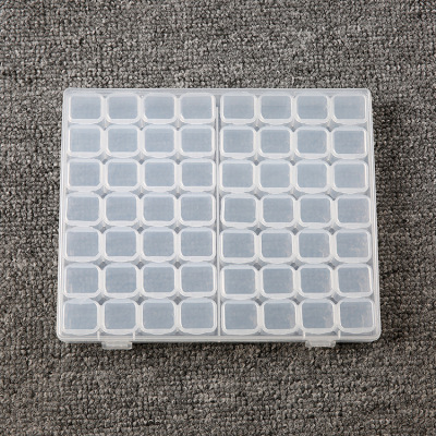 Cross-Border Hot Selling 56 Grid Flip Transparent Plastic Box Rectangular Storage Diamond Painting Ornament Storage Box