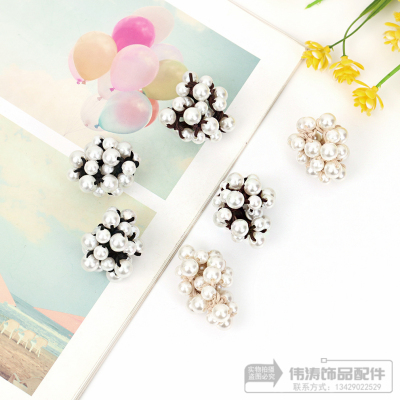 New Pearl Hair Band Girl Knotted Headdress Flower Sweet Temperament Hair-Binding Rubber Band Hair Accessories Ponytail Thick Hair Rope Wholesale