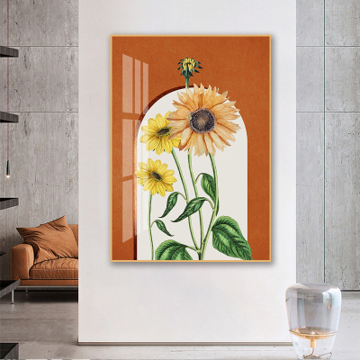 Hallway European Simple Sunflower Fashion Creative Decorative Painting Vertical Hanging Picture Corridor Wall Mural Crystal Porcelain Painting