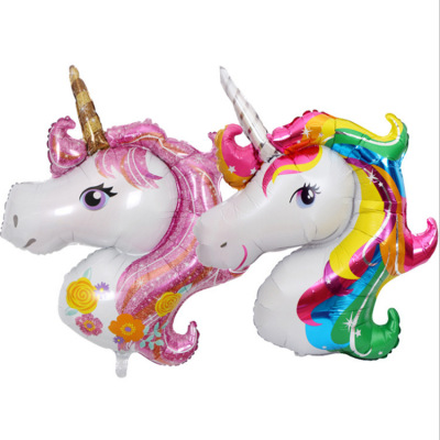 Large Cartoon Rainbow Horse Aluminum Foil Balloon Unicorn Horse Decorations Arrangement Unicorn Birthday Helium Balloon Wholesale