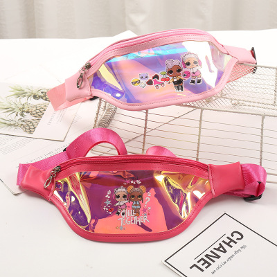 New Children's Bags Girl's Shoulder Laser Waist Bag Mini Cartoon Crossbody Bag Chest Bag Trendy Girl Waist Bag