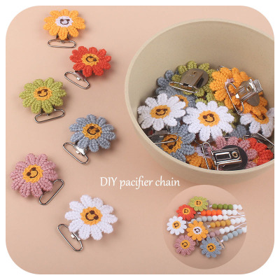 Baby Products New Crochet DIY SUNFLOWER Pacifier Clip Baby Sunflower Clip Nipple Anti-Drop Chain Accessories