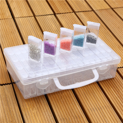 Factory Direct Sales Cross-Border Hot 64-Grid Beaded Storage Box Environmentally Friendly Manicure Bead Transparent Plastic Box Customization