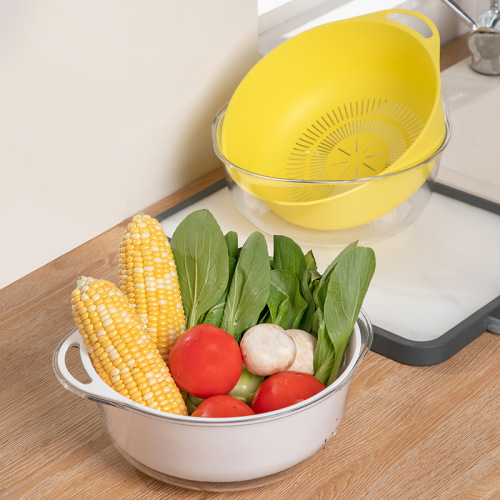 Creative Kitchen Vegetable Washing and Draining Basket Two-Piece Set New Double-Layer Multifunctional Draining Basket Sink drain Basket 