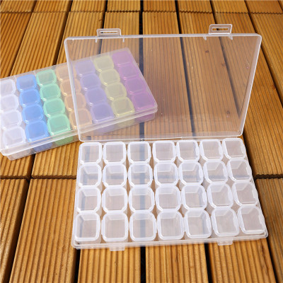 Factory Direct Sales Pp Injection Flip 28 Grid Ornament Nail Storage Box Environmentally Friendly Transparent Plastic Box Wholesale