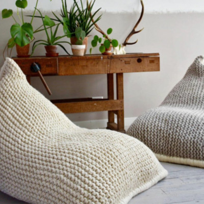 INS Nordic Style Modern Minimalist Lazy Sofa Bean Bag Tatami Cotton String Woven Small Apartment Balcony Bay Window Mat