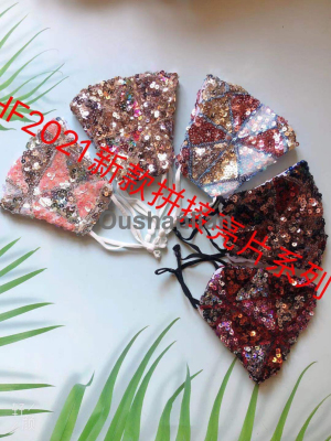 Sequined Mask Three-Layer Cotton Opening