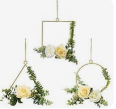 Work Bamboo Artwork Artificial Wreath Ivory White Chrysanthemum Wall Decoration Hanging Ring Wedding Bridesmaid Portable Bamboo Ring Garland