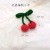 3cm Flower-Free Cherry Dark Green Leaf Red Ball Hand Crochet Clothing Ornament Accessories Earrings Eardrops Material