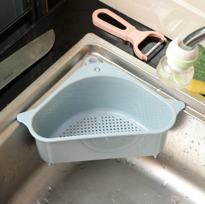 Kitchen Sink Triangle Drain Basket Suction Cup Washing Basin Filter Water Storage Rack