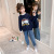 Girls' Spring and Autumn Clothing Sweater Suit 2021 New Korean Style Western Style Medium and Big Children Jeans Girl Stylish Two-Piece Suit