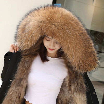 Parka 2021 New Fox Raccoon Fur Detachable Liner Mid-Length New Fur Coat Coat for Women Winter