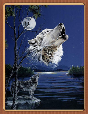 Square round Resin Full Diamond Painting Moon Wolf Home Hanging Painting Decorations DIY Craft Enterprise Foreign Trade Cross-Border Hot
