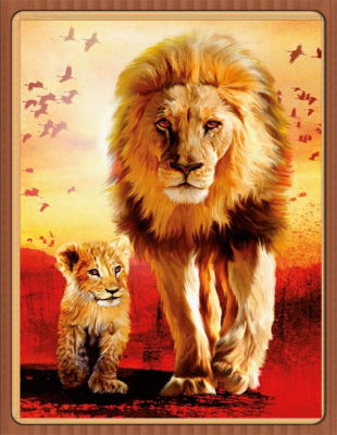 Square round Resin Full Diamond Painting Lion Mother and Child Home Hanging Painting Decorations DIY Craft Enterprise Foreign Trade Cross-Border Hot