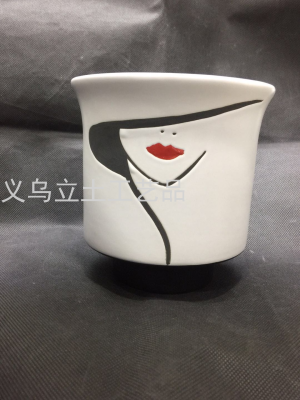 Gao Bo Decorated Home European-Style Simple Black and White Abstract Character Ceramic Vase