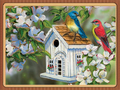 Square round Resin Full Diamond Painting Blue Red Bird House Living Hanging Painting Decorations DIY Craft Enterprise Foreign Trade Cross-Border Hot