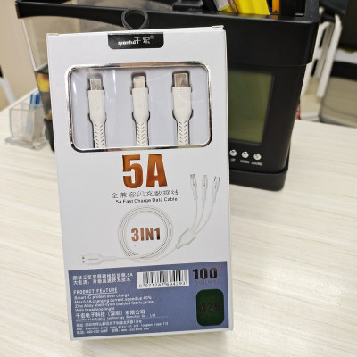 Three-in-One Data Cable for Apple Android Huawei Fast Charge Data Cable Three-in-One Mobile Phone Charging Cable Boxed