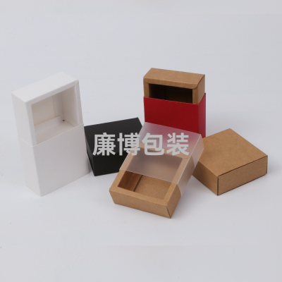 Black Kraft Paper Drawer Box Tea Scented Tea Gift Box Transparent PVC Packaging Box Customized Paper Box