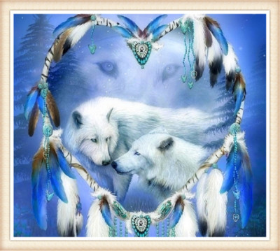 DIY Dreamcatcher White Wolf round Square Diamond Full Diamond Painting Home Hanging Picture Decoration Crafts Foreign Trade Cross-Border Hot