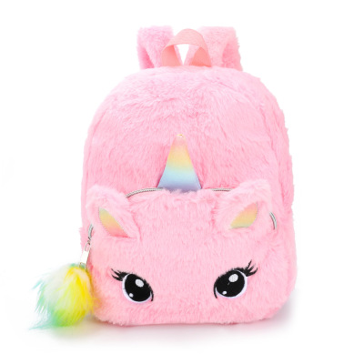 Unicorn Plush Backpack Unicorn Backpack Big Eyes Embroidery Girl Schoolbag Children Kindergarten