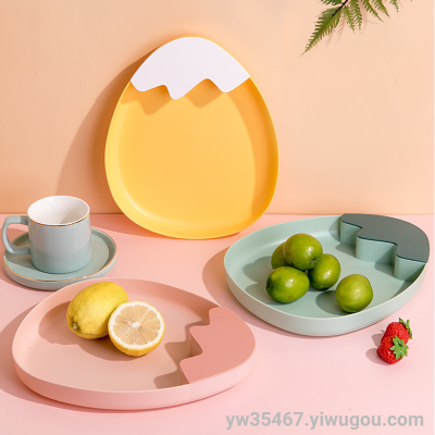 Y24-8782 AIRSUN Fruit Plate Plastic Candy Plate Creative Egg-Shaped Household Fruit Plate Melon Seeds Plate Snack Snack Dish