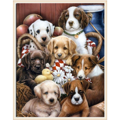 DIY Living Room Decoration 5D Full Diamond Painting Hanging Painting Crafts a Group of Dogs Cross-Border Hot Customized One Piece Dropshipping