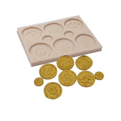 Silicone Mold Ocean Coin Currency Fondant Silicone Mold Chocolate Cake Mold DIY Epoxy Baking Mold