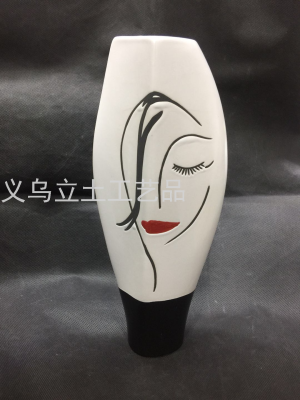 Gao Bo Decorated Home European-Style Simple Black and White Abstract Character Ceramic Vase