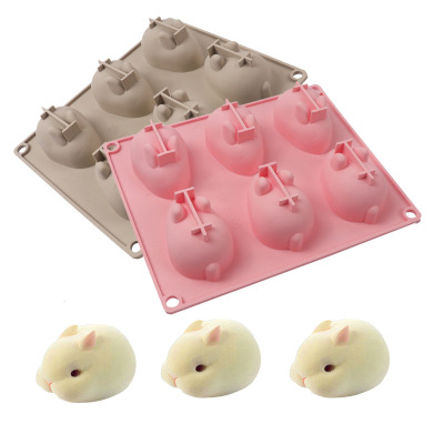 Easter 6 Even Bunny Mousse Cake Mold Ice Cream Jelly Pudding Silicone Mold DIY Baking Tool