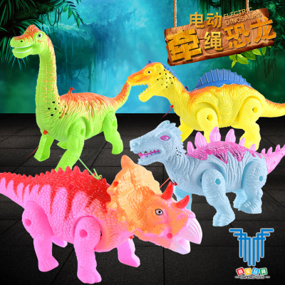 Promotion Electric Lamplight Music Rope Simulation Little Dinosaur Educational Toy Stall Temple Fair Hot Sale Tik Tok Toys