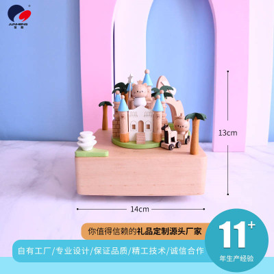 Factory Direct Sales Cat's Sky City Music Box Wooden Mechanical Birthday Gift Wedding Gift Love Ferris Wheel