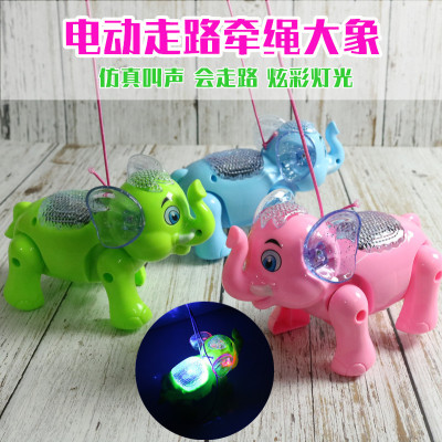 Electric Walking Rope Elephant Music Luminous Simulation Animal Sound Small Elephant Toy Children Pull Pig