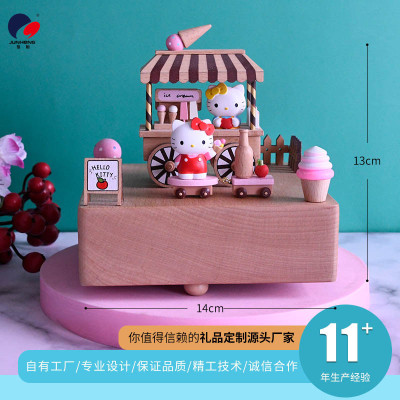 Factory Direct Sales Cat's Sky City Wooden Music Box Birthday Gift Valentine's Day Gift High-End Exquisite Ornaments