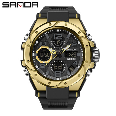 Sanda Trendy Unique Men's Electronic Watch Outdoor Sports Waterproof Luminous Watch Multifunctional Men's and Women's Student Watch