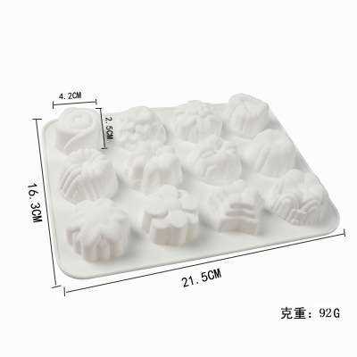 12-Piece Flower Flowers and Plants Silicone Mold Candy Jelly Pudding Cake Mold Soap Dessert Chocolate Mold